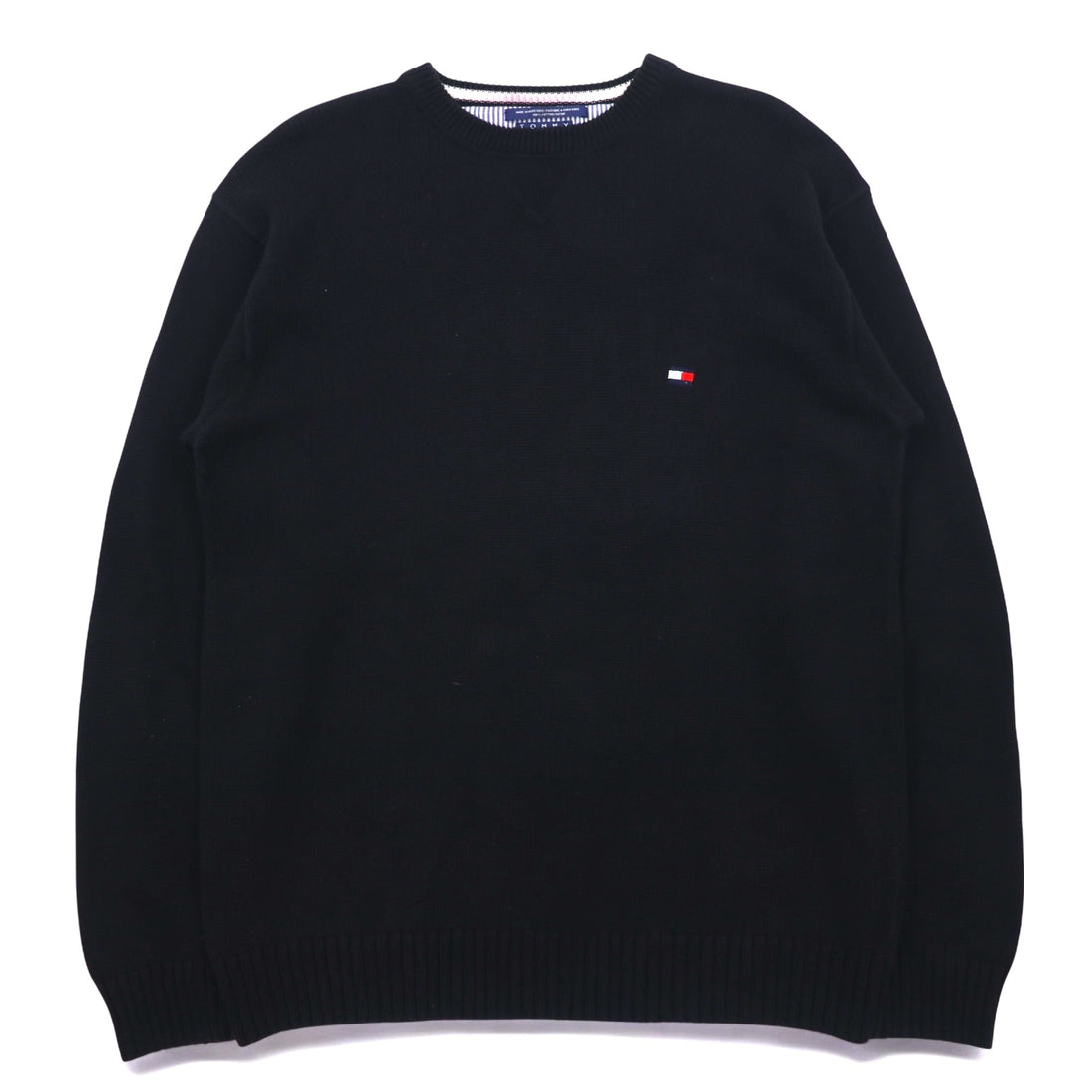 TOMMY HILFIGER 90s Crew Neck Cotton Knit Sweater XL Black
