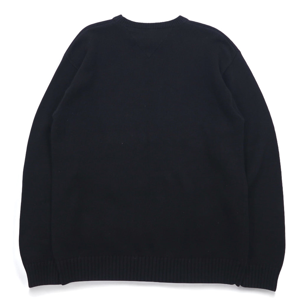 TOMMY HILFIGER 90s Crew Neck Cotton Knit Sweater XL Black