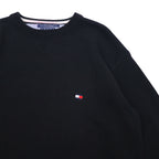 TOMMY HILFIGER 90s Crew Neck Cotton Knit Sweater XL Black