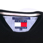 TOMMY HILFIGER 90s Crew Neck Cotton Knit Sweater XL Black