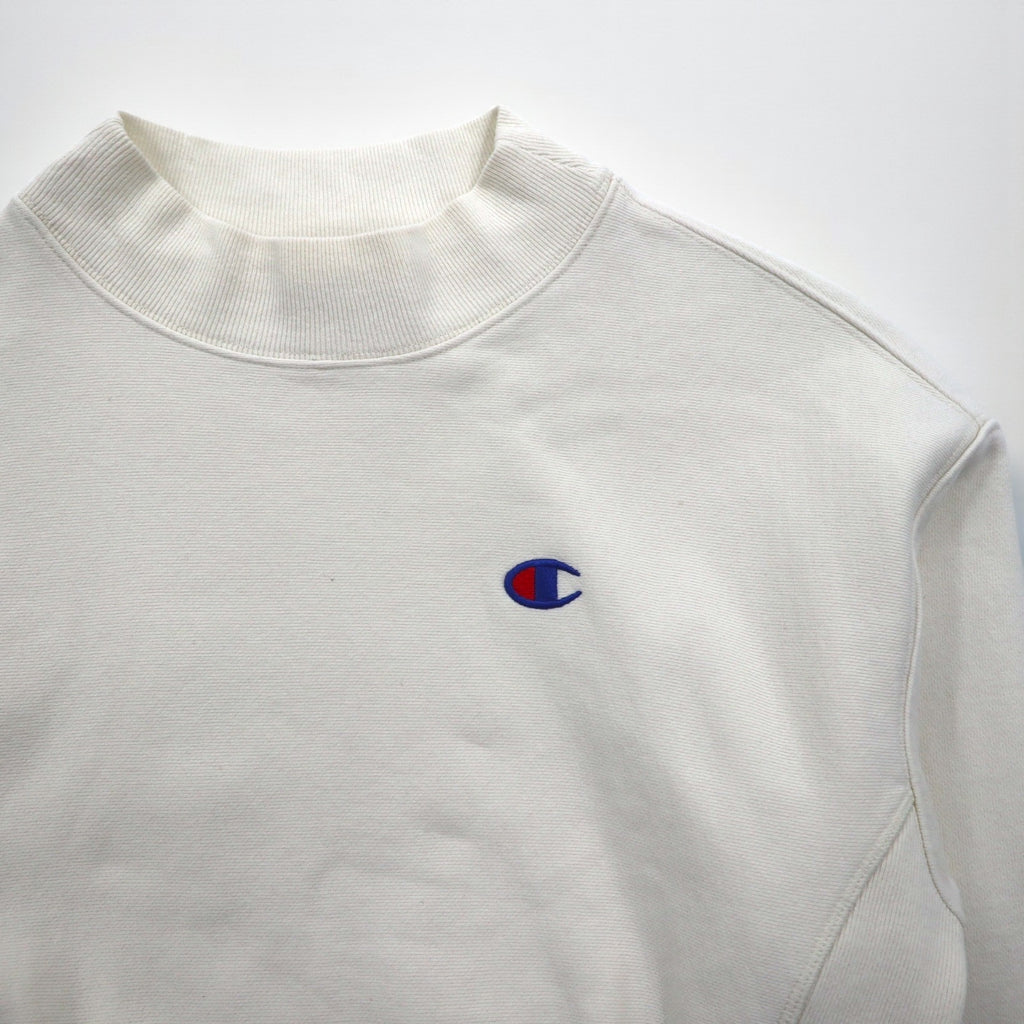 Champion リバースウィーブ REVERSE WEAVE ハイネック クロップド スウェット トレーナー XL ホワイト 青単タグ 復刻 短丈