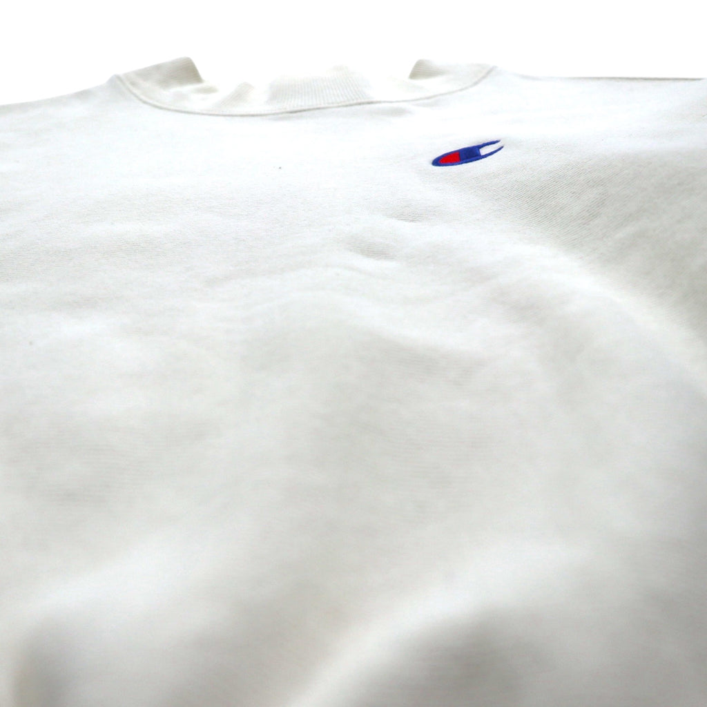 Champion リバースウィーブ REVERSE WEAVE ハイネック クロップド スウェット トレーナー XL ホワイト 青単タグ 復刻 短丈