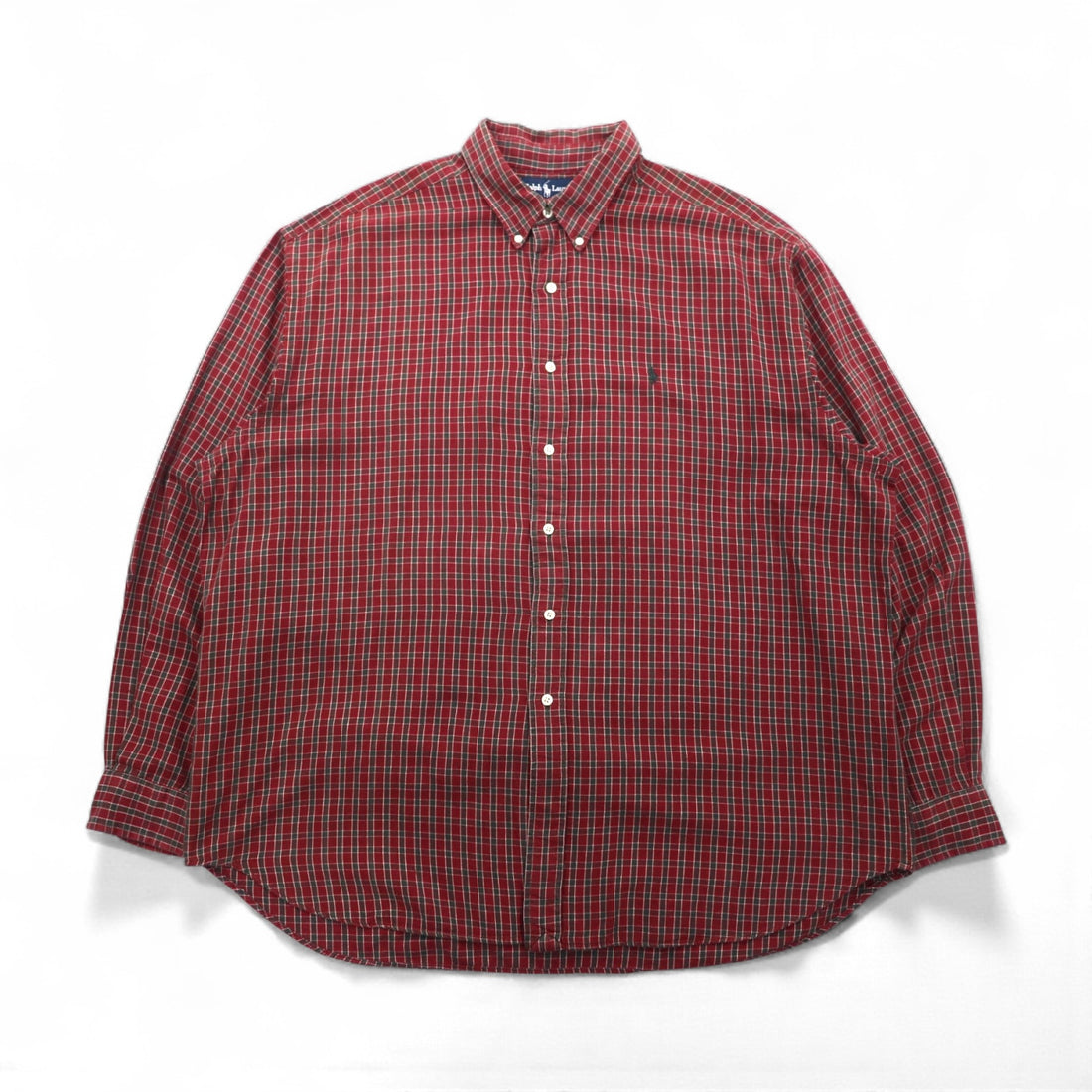 Ralph Lauren 90年代 ボタンダウン フランネルシャツ 2XL レッド チェック BLAIRE スモールポニー刺繡
