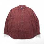 Ralph Lauren 90年代 ボタンダウン フランネルシャツ 2XL レッド チェック BLAIRE スモールポニー刺繡