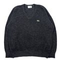 日本然リトテ-古着オンライン-CHEMISE LACOSTE フランス製 80年代 フレンチラコステ Vネック ニット セーター L グレー ウール アクリル LOISIRS ワンポイントロゴ-CHEMISE LACOSTE France Made 80's French Lacoste V-Neck Knit Sweater L Gray Wool Acrylic LOISIRS One Point Logo