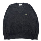 日本然リトテ-古着オンライン-CHEMISE LACOSTE フランス製 80年代 フレンチラコステ Vネック ニット セーター L グレー ウール アクリル LOISIRS ワンポイントロゴ-CHEMISE LACOSTE France Made 80's French Lacoste V-Neck Knit Sweater L Gray Wool Acrylic LOISIRS One Point Logo