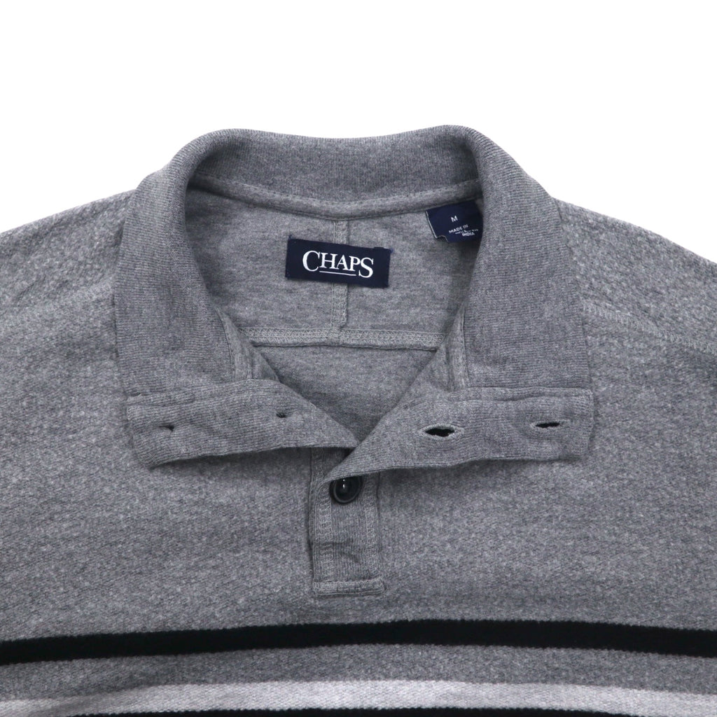 CHAPS ハーフボタン スウェット M グレー コットン サイドポケット
