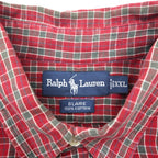Ralph Lauren 90年代 ボタンダウン フランネルシャツ 2XL レッド チェック BLAIRE スモールポニー刺繡