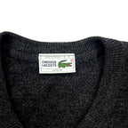 CHEMISE LACOSTE Made in France 80s French Lacoste V-neck knit sweater L Gray Wool Acrylic LOISIRS One-point logo