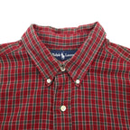 Ralph Lauren 90年代 ボタンダウン フランネルシャツ 2XL レッド チェック BLAIRE スモールポニー刺繡