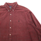 Ralph Lauren 90年代 ボタンダウン フランネルシャツ 2XL レッド チェック BLAIRE スモールポニー刺繡