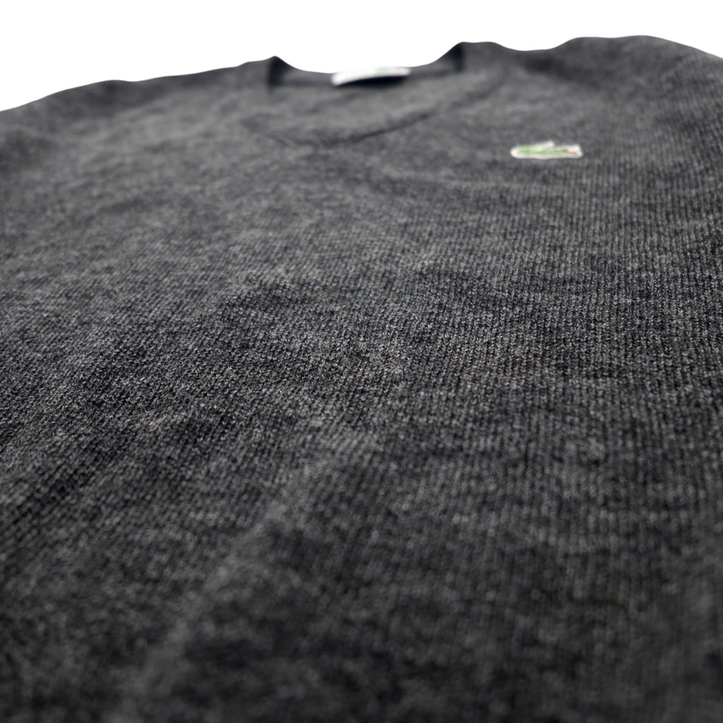 CHEMISE LACOSTE Made in France 80s French Lacoste V-neck knit sweater L Gray Wool Acrylic LOISIRS One-point logo