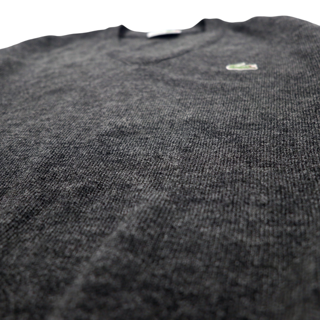 CHEMISE LACOSTE Made in France 80s French Lacoste V-neck knit sweater L Gray Wool Acrylic LOISIRS One-point logo