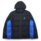 NAUTICA ダウンジャケット XXL ブラック ブルー ポリエステル フード着脱式