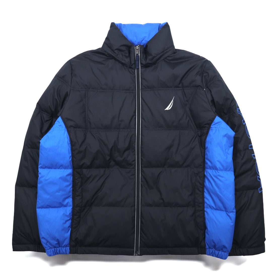 NAUTICA ダウンジャケット XXL ブラック ブルー ポリエステル フード着脱式