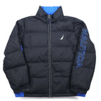 NAUTICA ダウンジャケット XXL ブラック ブルー ポリエステル フード着脱式