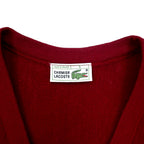 CHEMISE LACOSTE Made in France 80s French Lacoste V-neck knit sweater L Red wool acrylic one-point logo