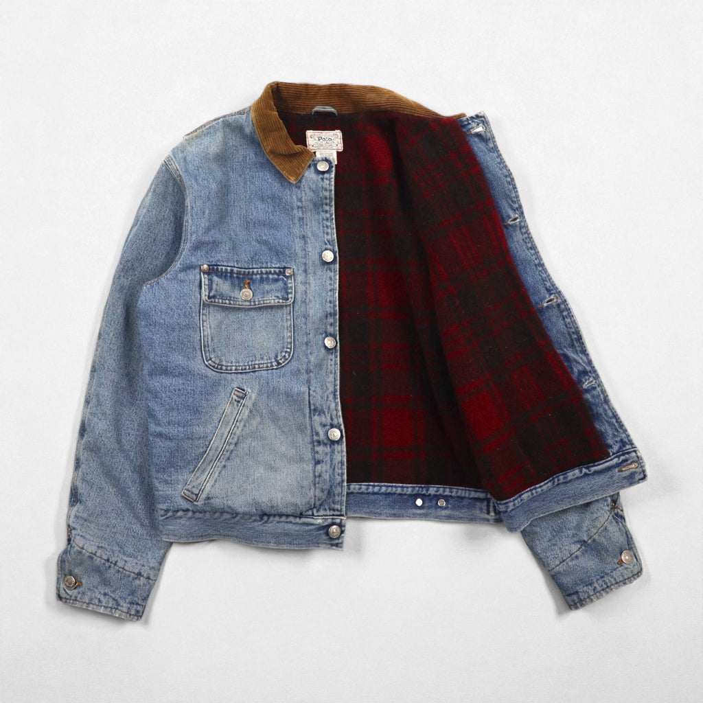 Polo Ralph Lauren 80年代 USA製 デニムジャケット Gジャン XL インディゴ 襟コーデュロイ 白タグ