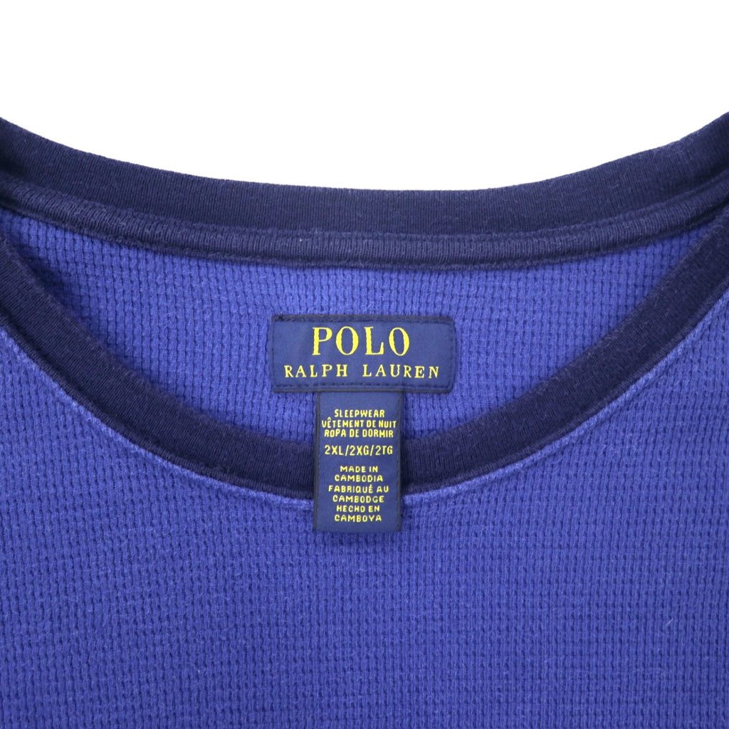 POLO RALPH LAUREN Thermal Long Sleeve T-Shirt Long Tee 2XL Blue Cotton Embroidered Emblem Logo