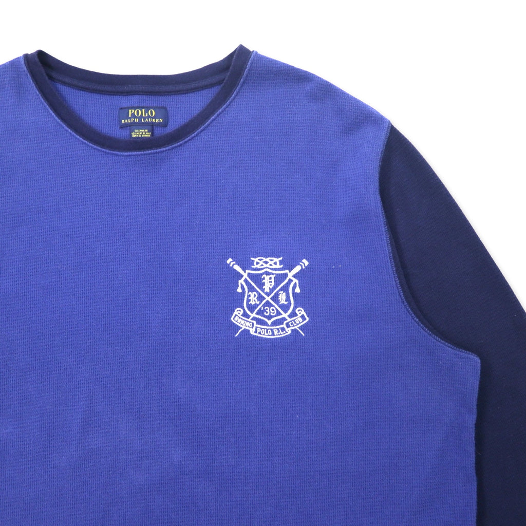 POLO RALPH LAUREN Thermal Long Sleeve T-Shirt Long Tee 2XL Blue Cotton Embroidered Emblem Logo