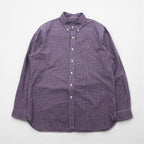 Ralph Lauren ボタンダウン シャツ XL ネイビー チェック SLIM FIT スモールポニー刺繡
