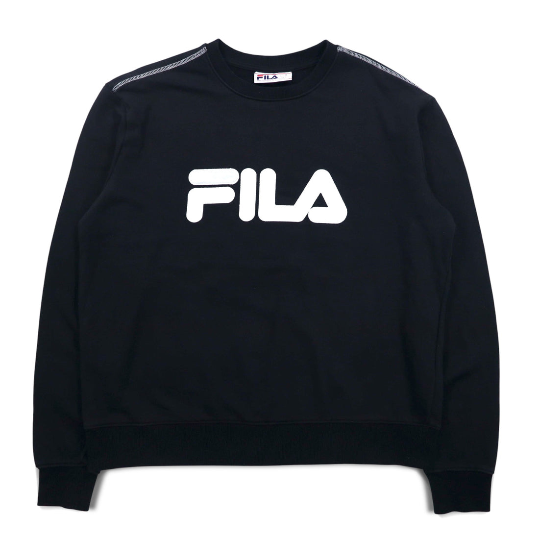 FILA Crew Neck Sweatshirt XL Black Cotton Classic Logo Print