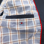 TOMMY HILFIGER スウィングトップ ハリントンジャケット XL ネイビー ナイロン 裏地チェック ワンポイントロゴ刺繍