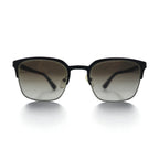 PRADA Wellington Half-Rim Sunglasses, Black/Gunmetal, SPR61S, Size 55◻21, Made in Italy