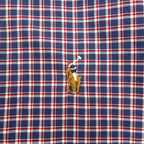 Ralph Lauren ボタンダウン シャツ XL ネイビー チェック SLIM FIT スモールポニー刺繡