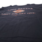 HARLEY DAVIDSON Made in USA Logo Print T-Shirt 2XL Black Cotton Arkansas Double Sided Print Hanes BEEFY-T Big Size