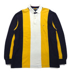 TOMMY HILFIGER ラガーシャツ L イエロー ネイビー ストライプ コットン