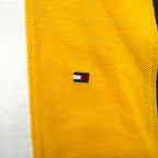 TOMMY HILFIGER ラガーシャツ L イエロー ネイビー ストライプ コットン