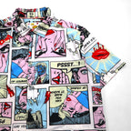 OH SNAP BY DRILL CLOTHING Co. アメコミ 半袖 シャツ L マルチカラー 総柄 ポップアート ストレッチ