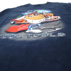 LOONEY TUNES COLLECTION Character Print T-Shirt XL Navy Cotton Dazumanian Devil COOL TOOLS Made in Mexico