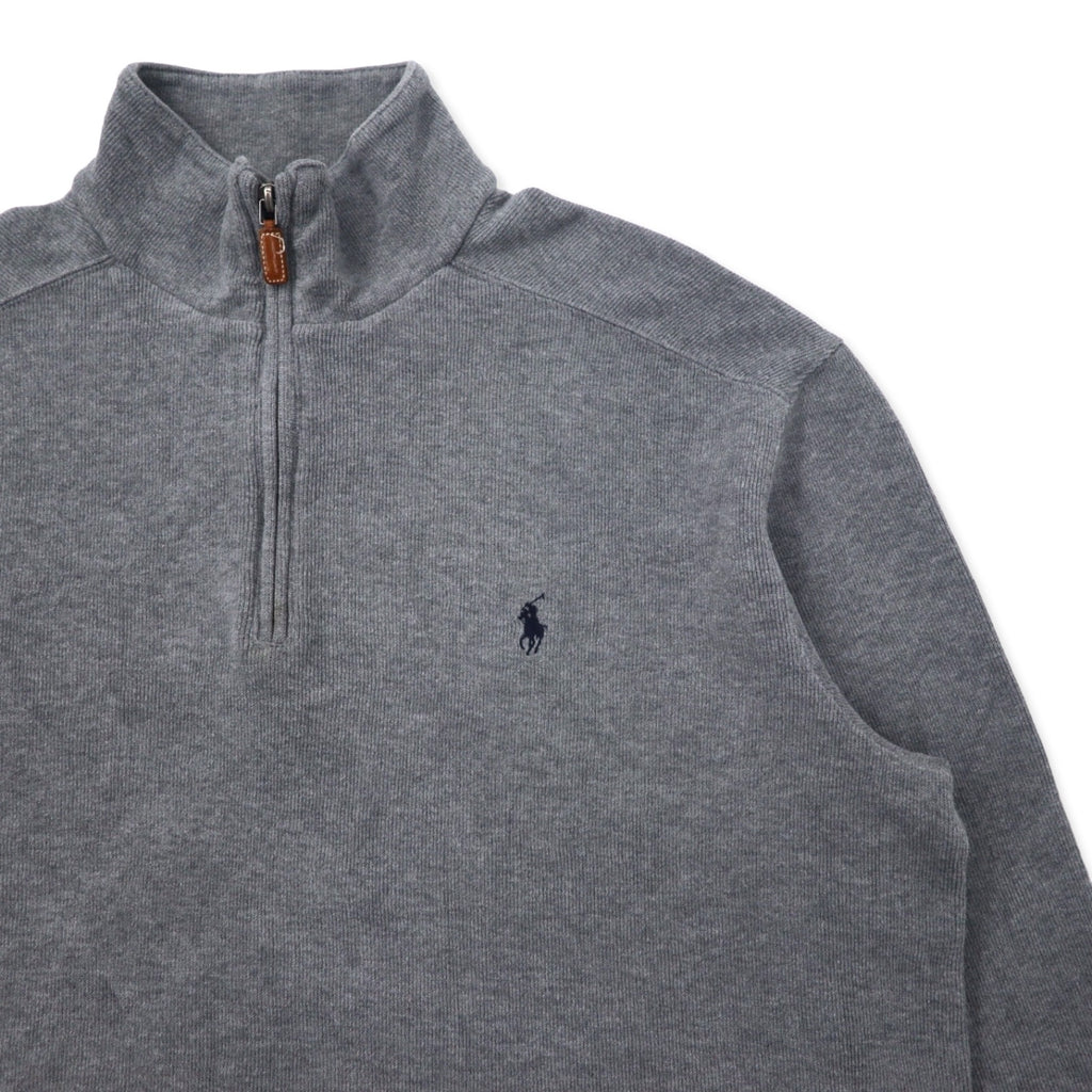 Polo by Ralph Lauren Half-Zip Sweatshirt L Grey Cotton Small Pony Embroidery