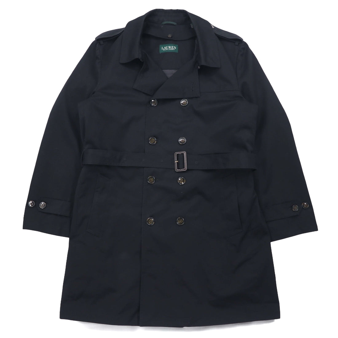 LAUREN RALPH LAUREN トレンチコート XL ブラック キルティングライナー着脱式 ベルト付き Water Repellent 撥水