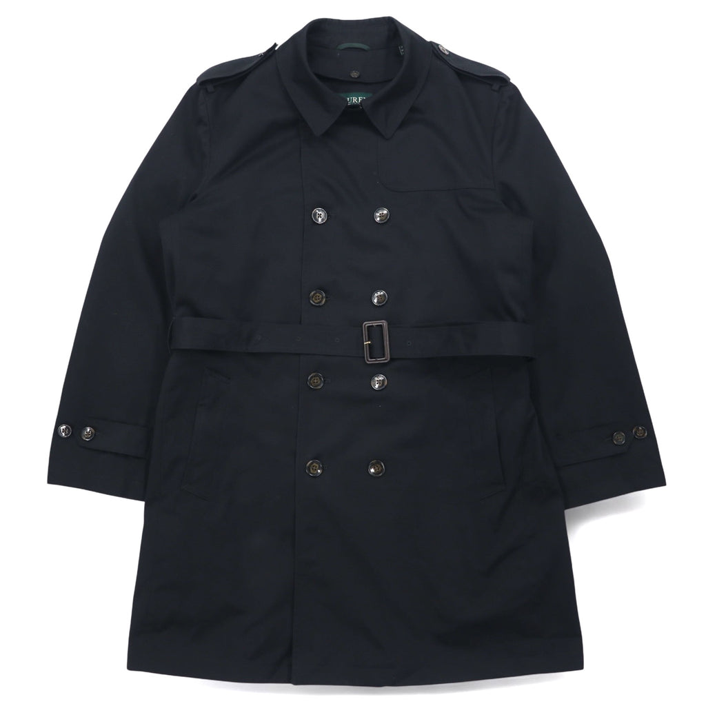 LAUREN RALPH LAUREN Trench Coat XL Black Removable Quilted Liner with Belt Water Repellent