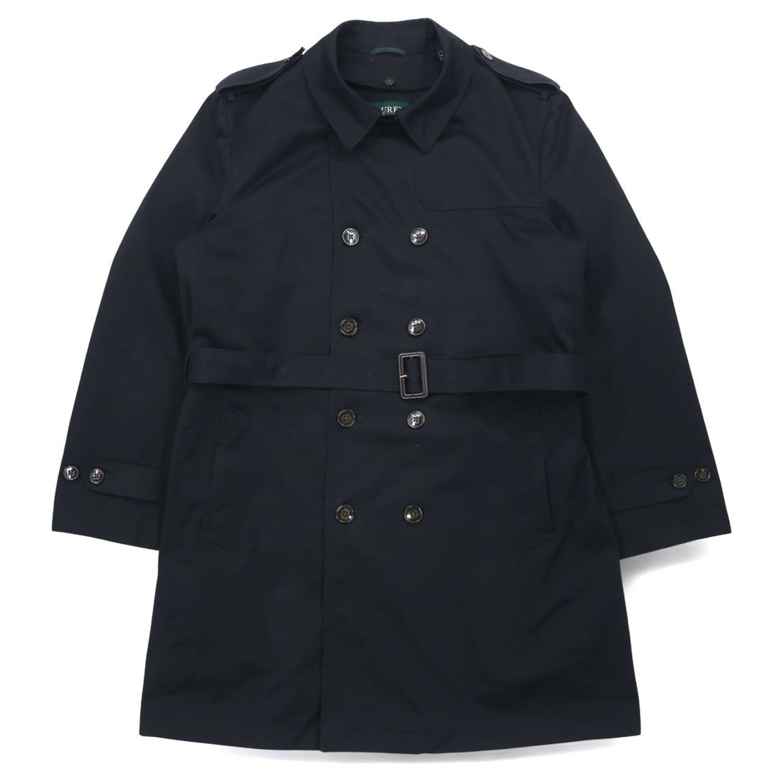 LAUREN RALPH LAUREN Trench Coat XL Black Removable Quilted Liner with Belt Water Repellent
