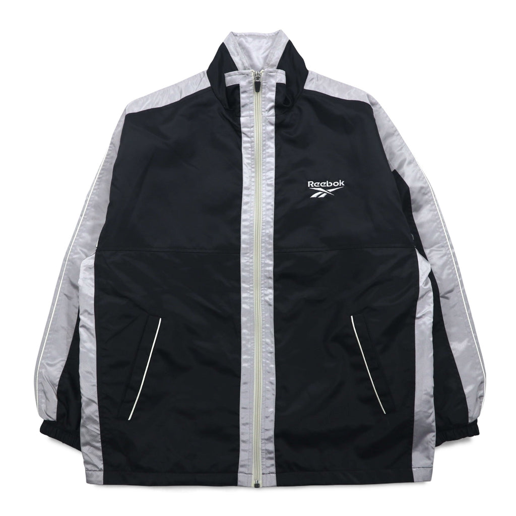 Reebok 90s Nylon Jacket Track Jacket Jersey L Black Grey Logo Embroidery