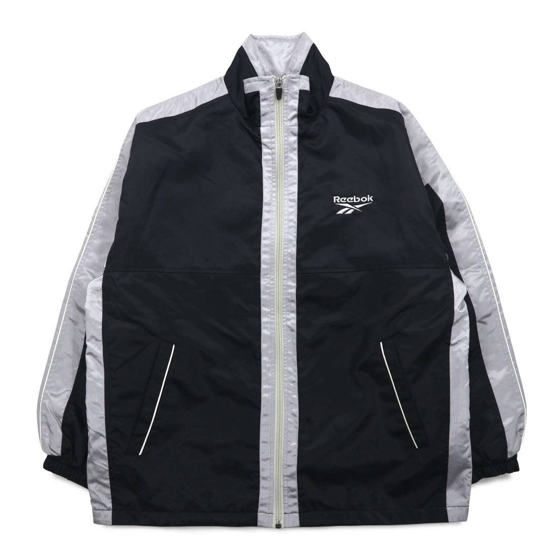 Reebok 90s Nylon Jacket Track Jacket Jersey L Black Grey Logo Embroidery