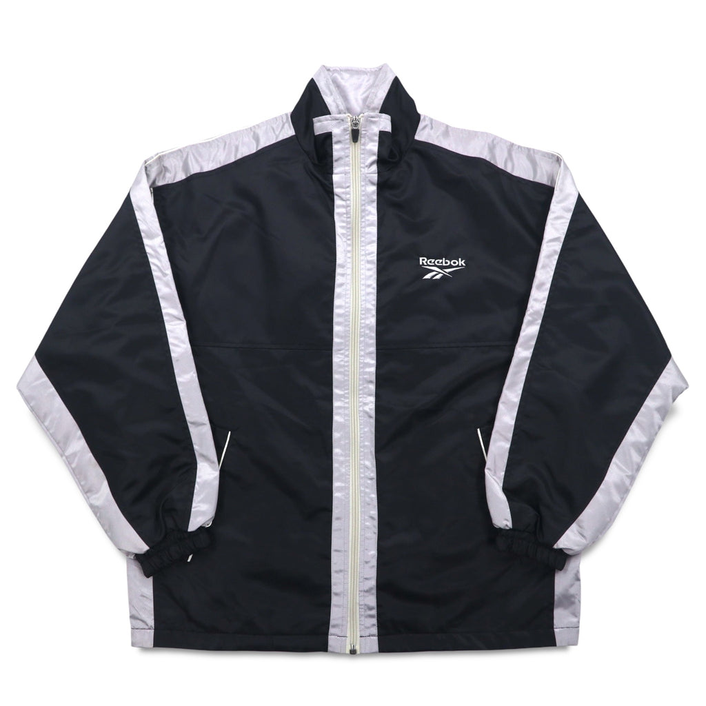 Reebok 90s Nylon Jacket Track Jacket Jersey L Black Grey Logo Embroidery