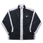 Reebok 90s Nylon Jacket Track Jacket Jersey L Black Grey Logo Embroidery