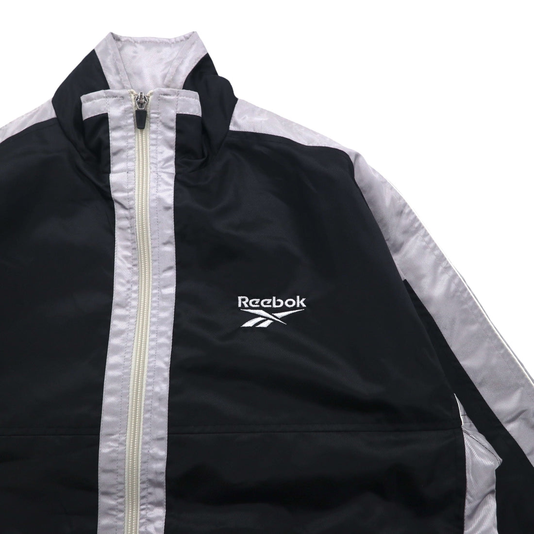 Reebok 90s Nylon Jacket Track Jacket Jersey L Black Grey Logo Embroidery