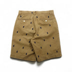 POLO RALPH LAUREN All-Over Pony Embroidered Short Chino Pants, Size S, Beige Cotton