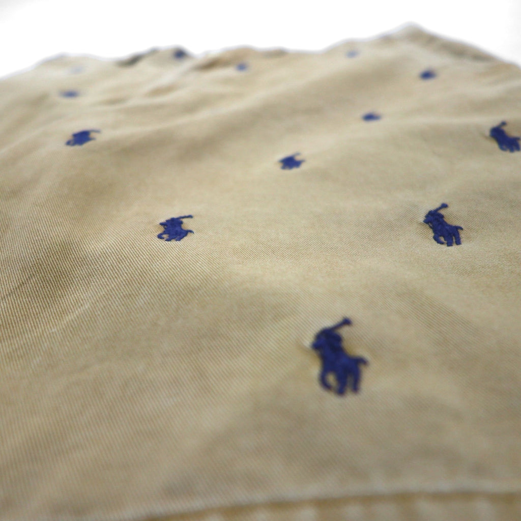 POLO RALPH LAUREN All-Over Pony Embroidered Short Chino Pants, Size S, Beige Cotton