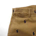 POLO RALPH LAUREN All-Over Pony Embroidered Short Chino Pants, Size S, Beige Cotton