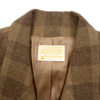 PENDLETON USA made 70s tweed double breasted tailored jacket XL beige check wool white tag