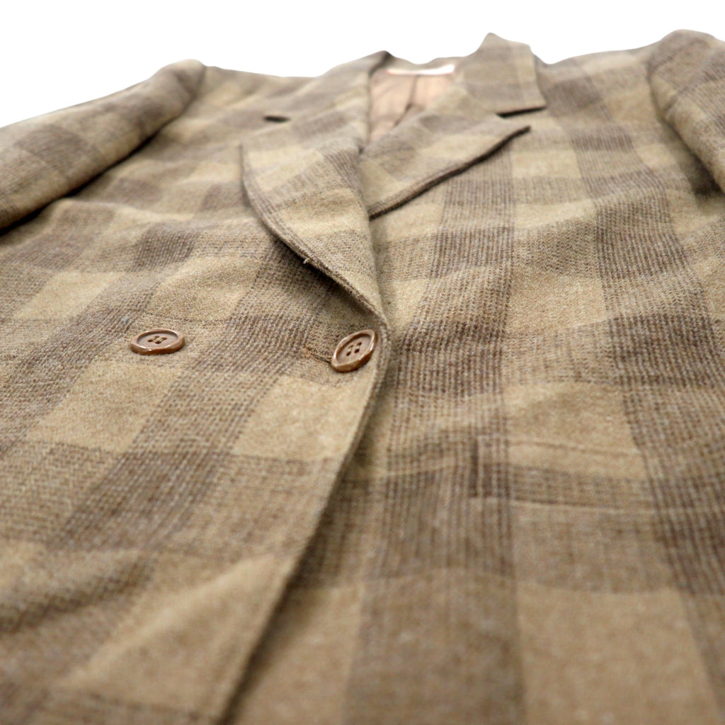 PENDLETON USA made 70s tweed double breasted tailored jacket XL beige check wool white tag
