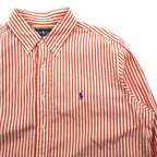Ralph Lauren 90年代 ボタンダウン シャツ XL オレンジ ストライプ スモールポニー刺繡