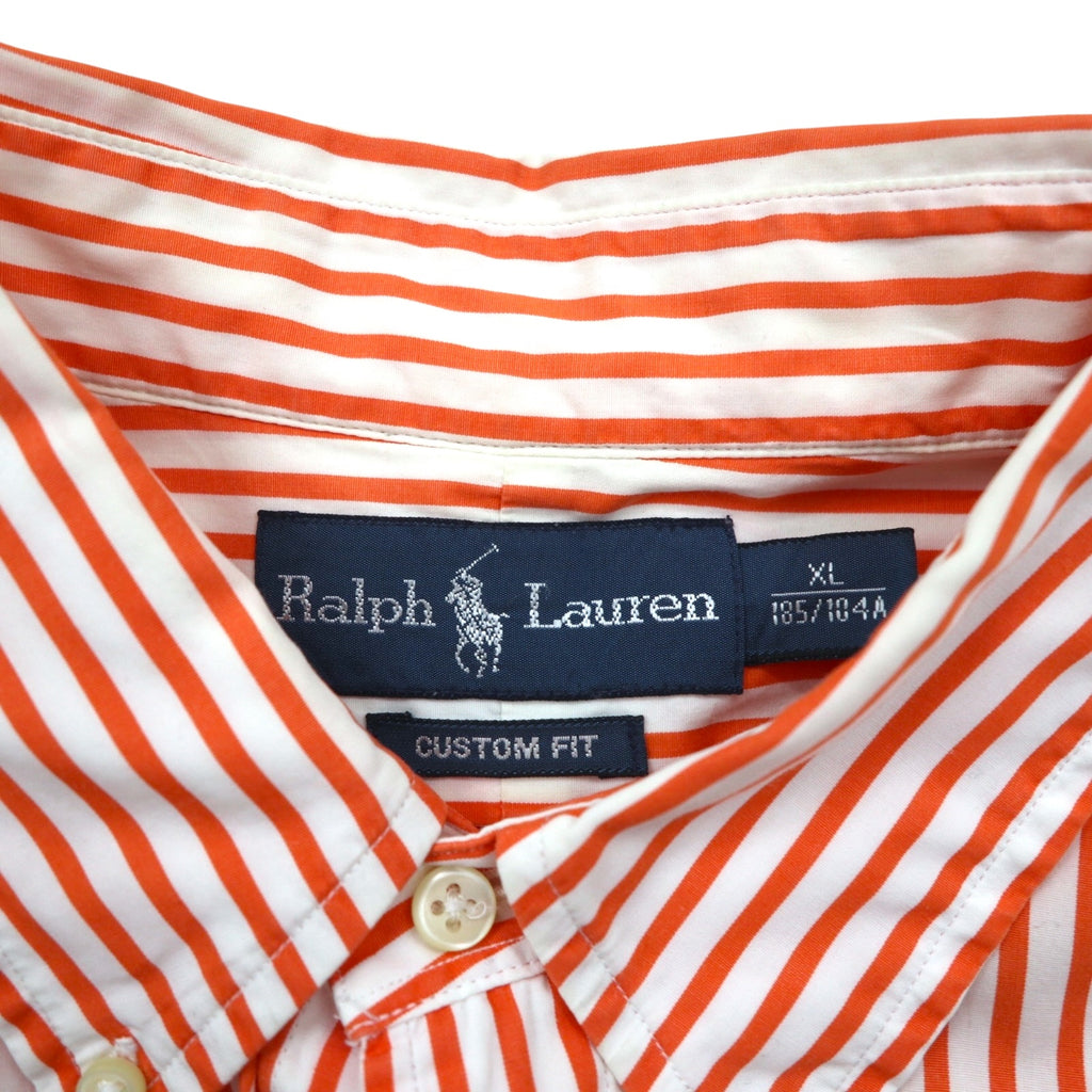 Ralph Lauren 90年代 ボタンダウン シャツ XL オレンジ ストライプ スモールポニー刺繡